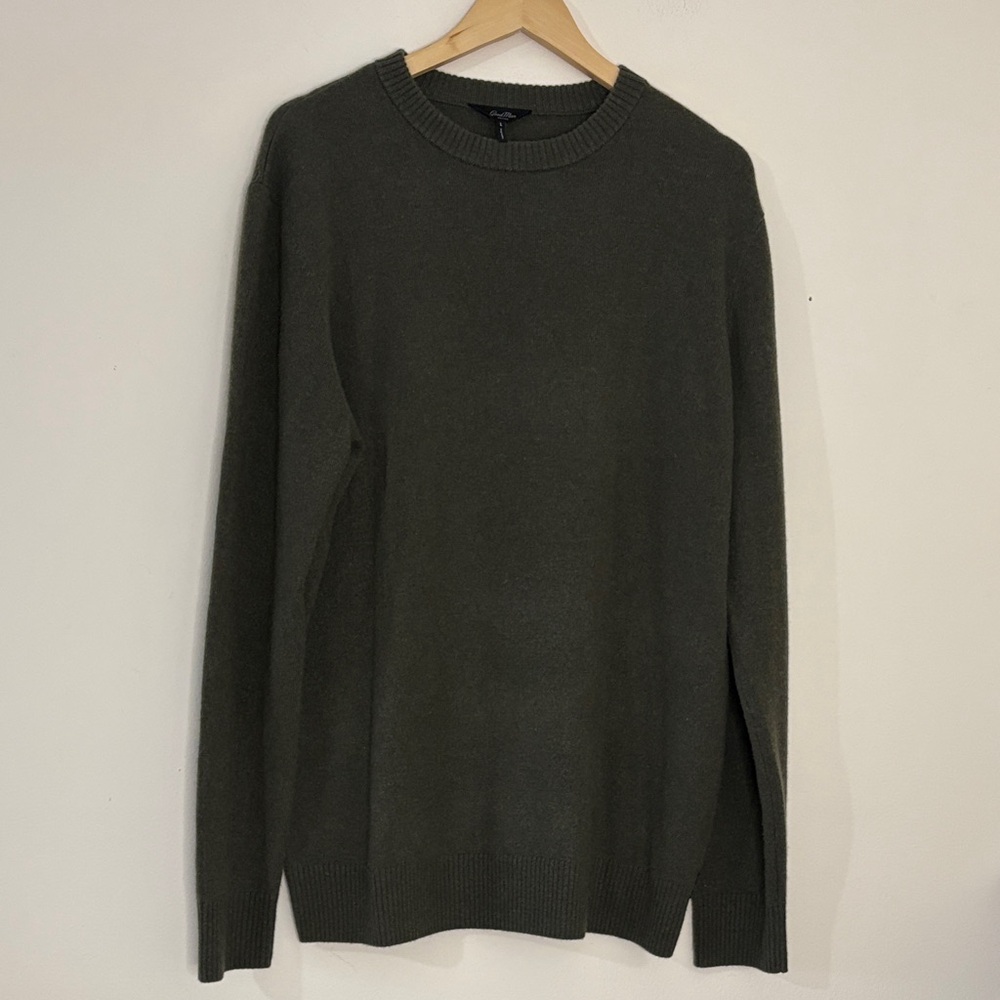 Good Man Brand 100% Cashmere Sweater Men’s Large Olive Green Crewneck Luxury